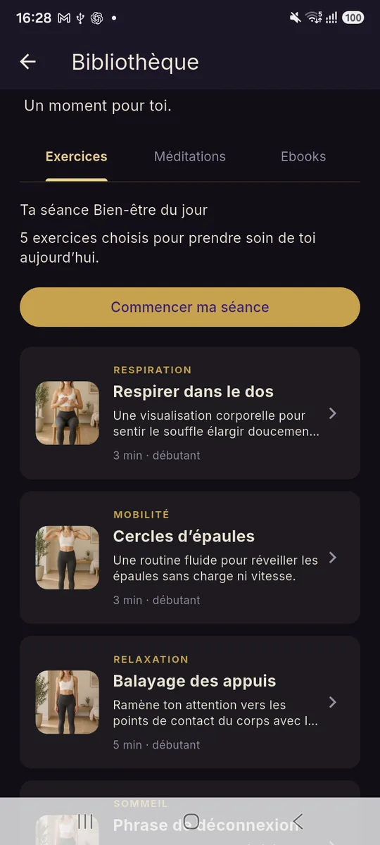 Exercices de bien-être dans Auryel